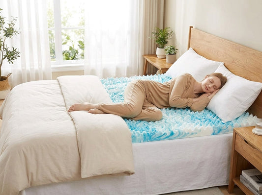 Premium Cooling Egg Crate Foam Mattress Topper lifestyle