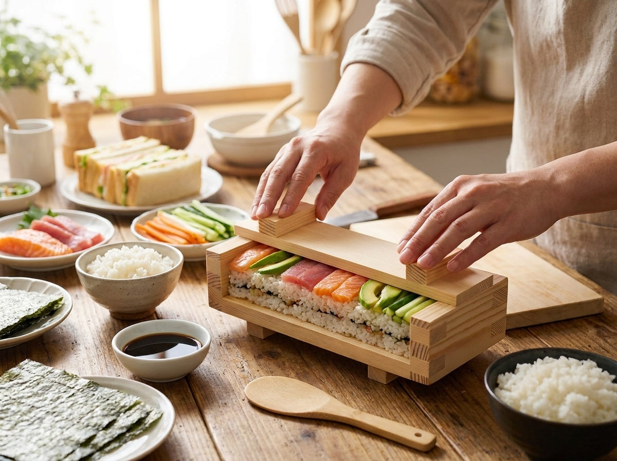 Handcrafted Wooden Sushi Maker Press Mold lifestyle