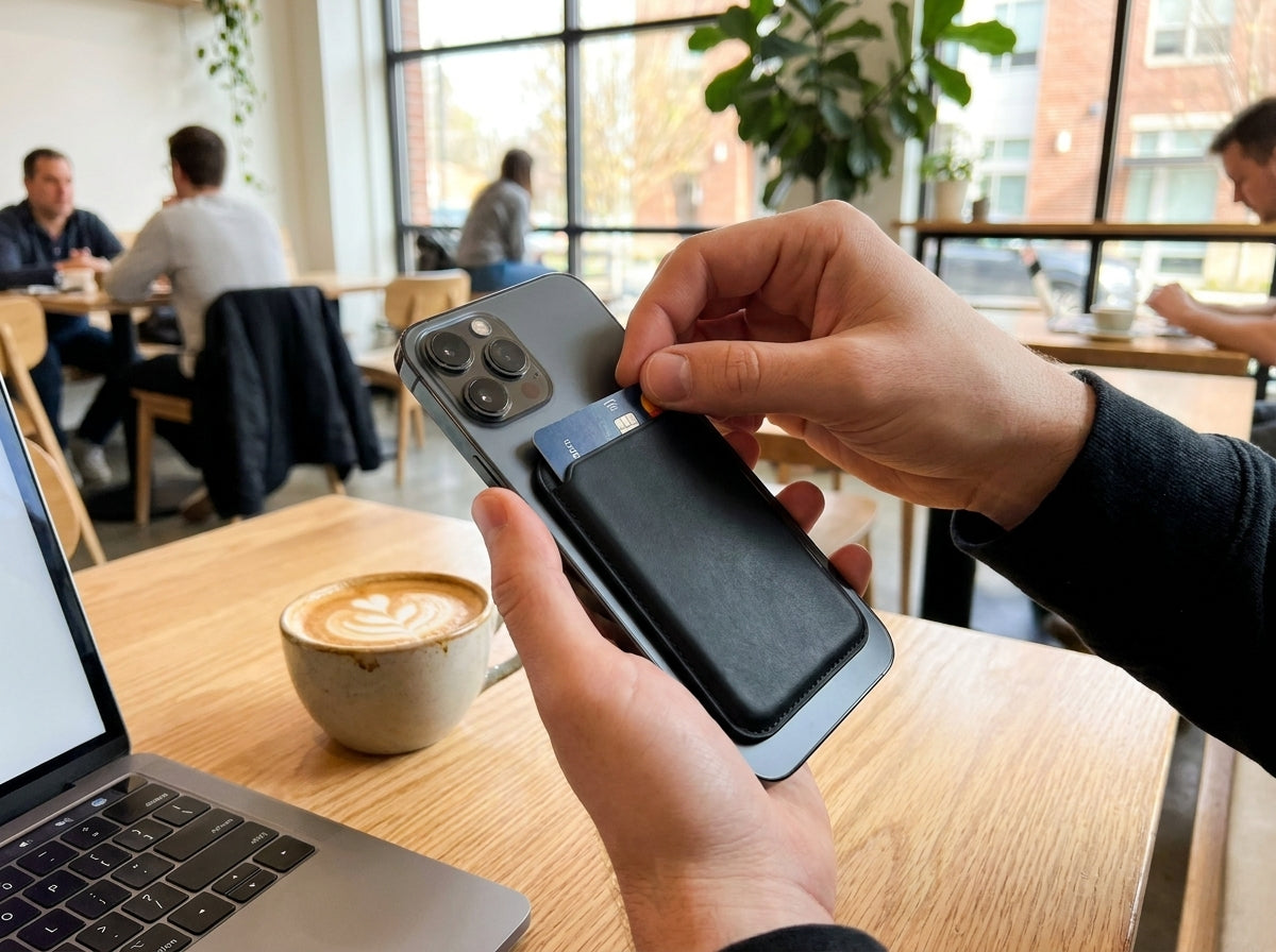 Magnetic Leather Card Holder Wallet for iPhone lifestyle