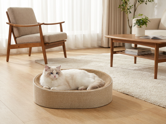 Oval Sisal 2 in 1 Cat Scratcher Bed lifestyle