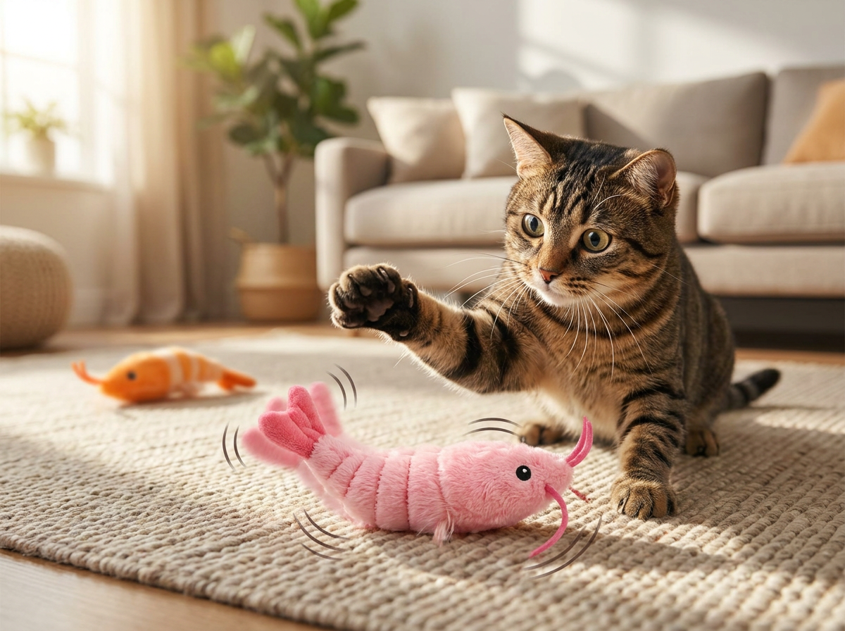 Electric Shrimp Cat Toy lifestyle