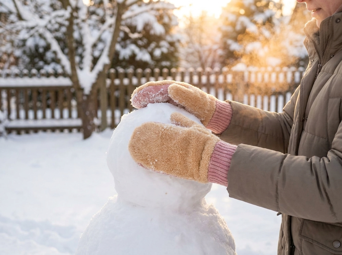 Double Layer Fleece Lined Winter Mittens lifestyle