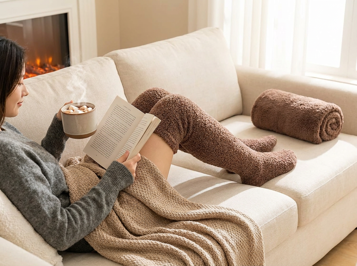 Fuzzy Thigh High Warm Socks lifestyle