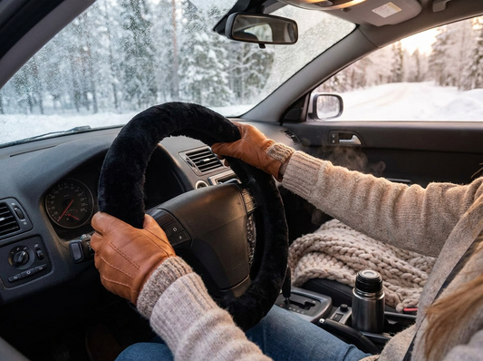 Plush Winter Car Steering Wheel Cover lifestyle