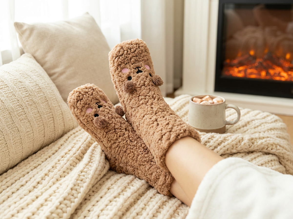 Kawaii Bear Fleece Warm Socks lifestyle