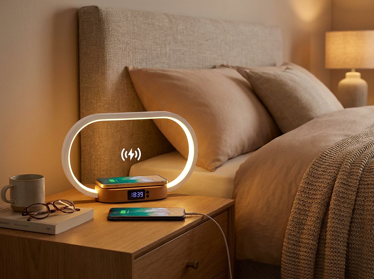 Alarm Clock with Wireless Charging and Night Light lifestyle