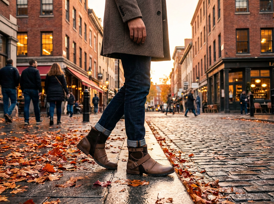 Men's Vintage Style Buckled Ankle Boots lifestyle