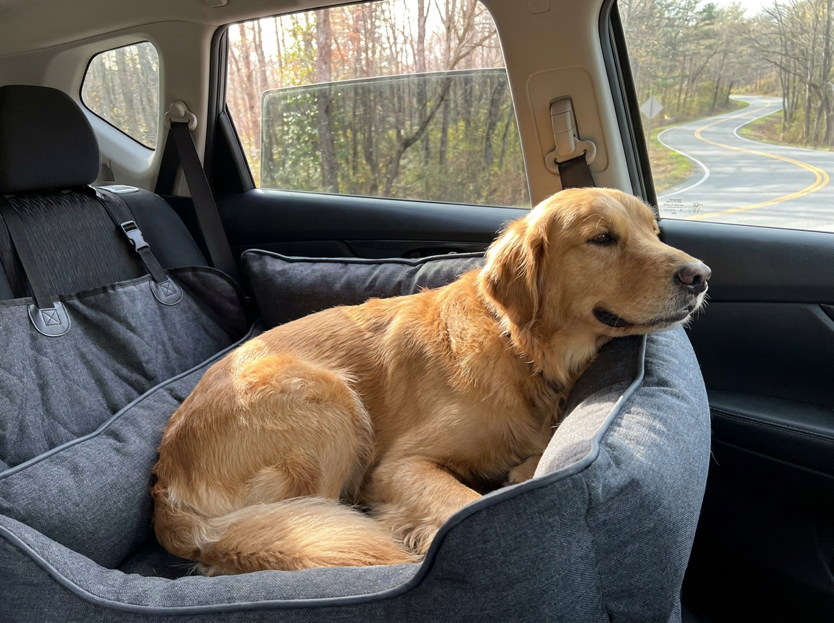 Orthopedic Anti Slip Car Dog Bed Back Seat lifestyle