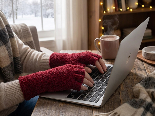Winter Comfort Knit Half Finger Gloves lifestyle