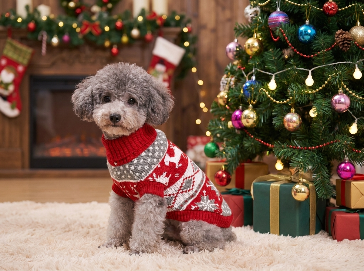 Knitted Dog Christmas Sweater for Small Pets lifestyle