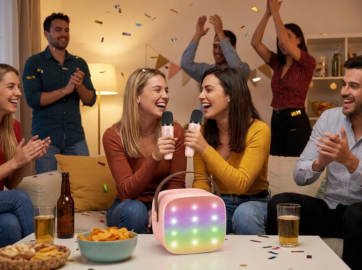 Mini Karaoke Machine with 2 Wireless Microphones lifestyle
