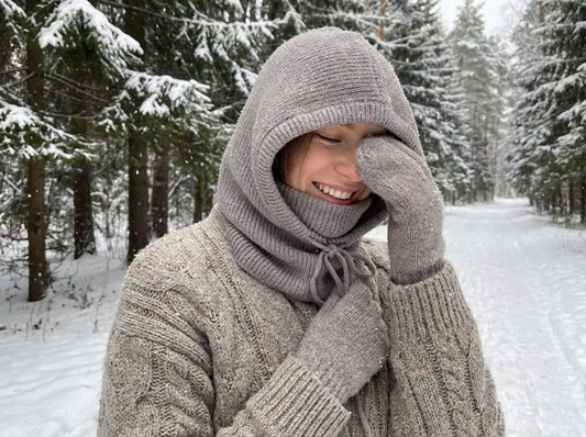 Knitted Hooded Balaclava Hat Neck Warmer lifestyle