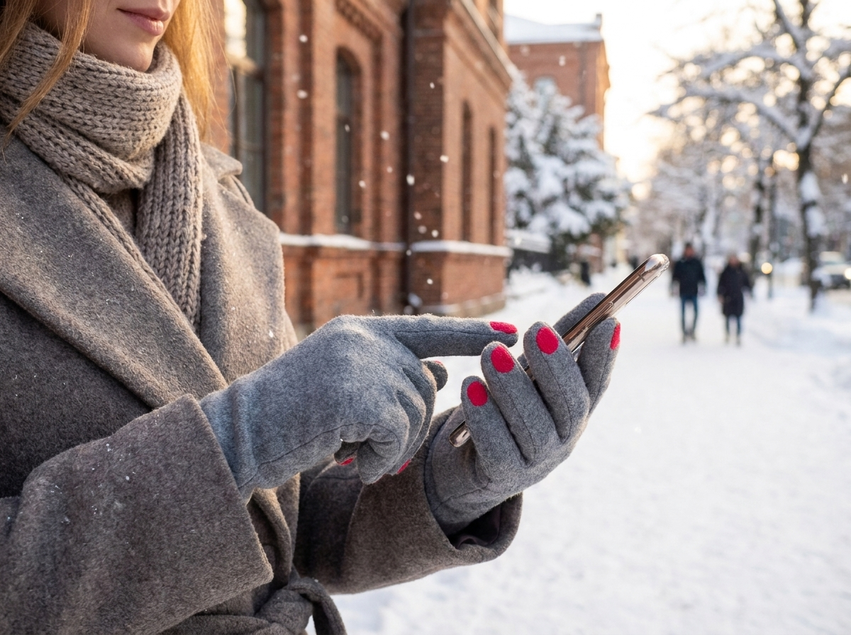 Touch Screen Winter Gloves with Nail Polish lifestyle