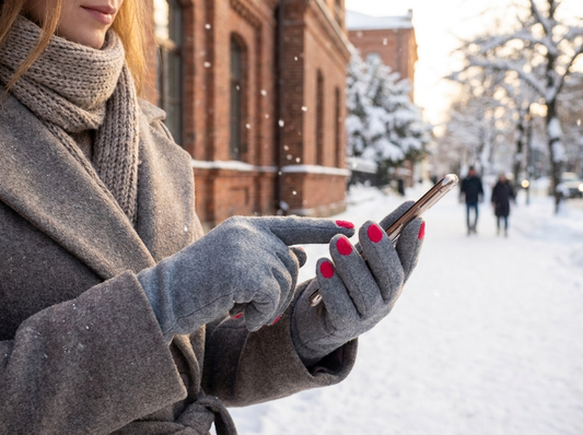 Touch Screen Winter Gloves with Nail Polish lifestyle