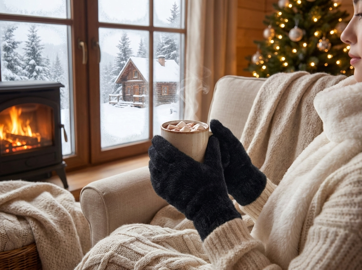 Soft Plush Winter Gloves for Women lifestyle