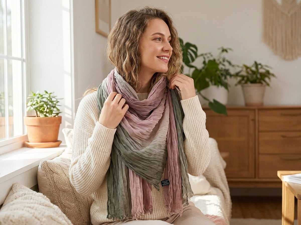 Soft Gradient Cotton Shawl lifestyle