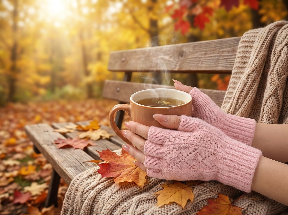 Soft Knit Fingerless Gloves lifestyle