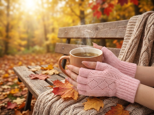 Soft Knit Fingerless Gloves lifestyle