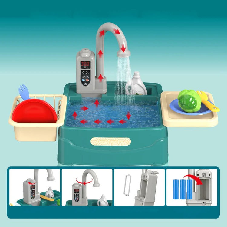 Children's Play Kitchen with Flowing Water Feature
