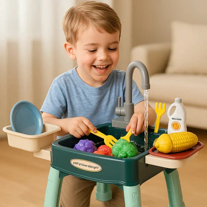 Children's Play Kitchen with Flowing Water Feature