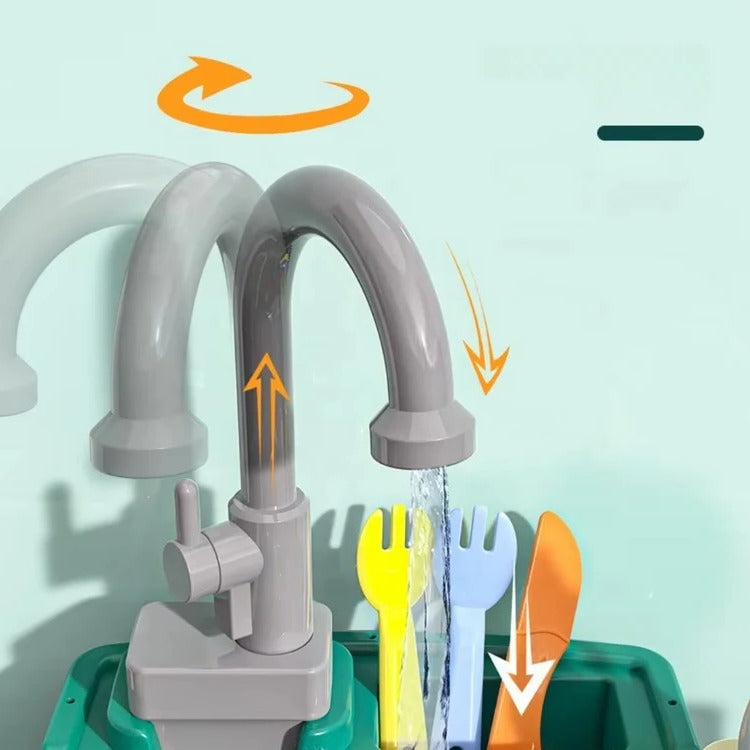 Children's Play Kitchen with Flowing Water Feature